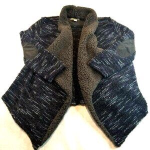 Vintage America Blues Women's Blue Sweater Sherpa Accent Wool Blend - Very Soft!